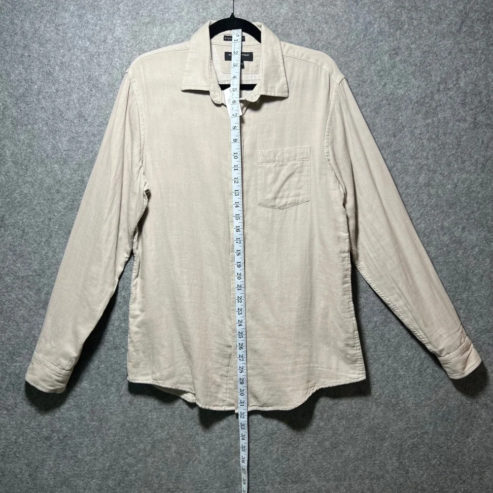 Banana Republic Mens‎ Standard Fit Cotton Button Up Shirt Beige M
